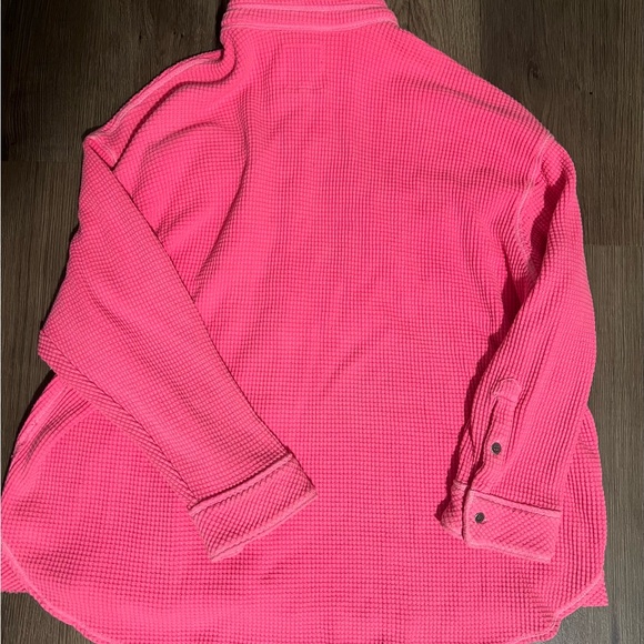 aerie Lumber Jane Pink Waffle Knit Shirt small - Picture 2 of 3